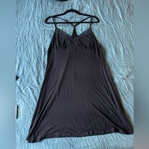 Elegant Black Lace Trim Nightgown